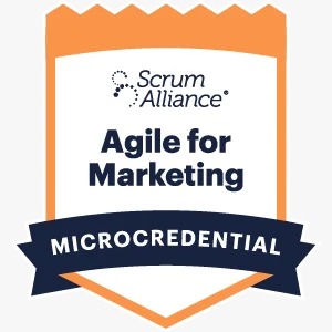 Microcredencial Agile for Marketing de Scrum Alliance; enlace a credenciales en BadgeCert.